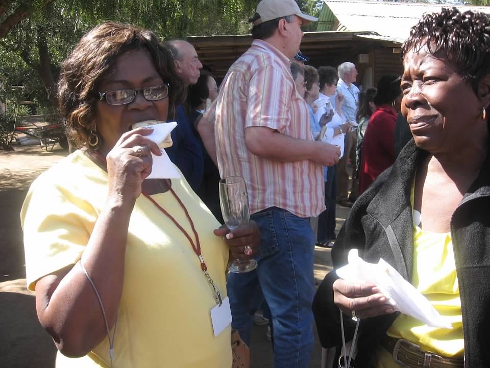 Friends trying empanadas